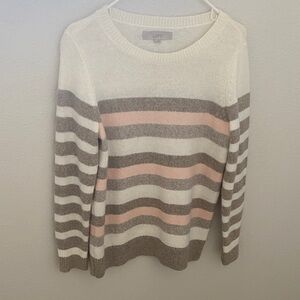 Loft mixed stripe striped Crewneck sweater M